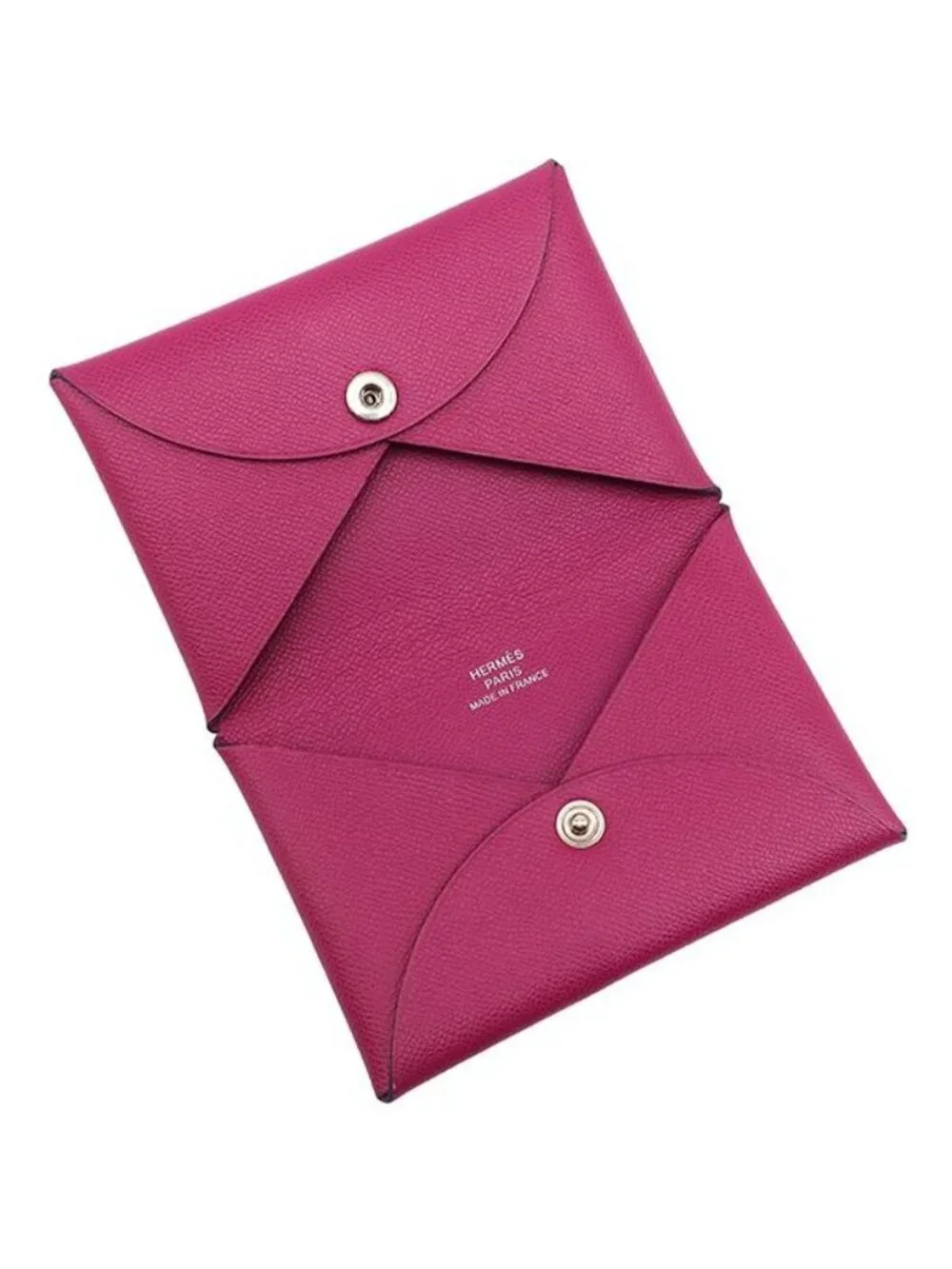 Hermes Card Case Calvi Leather Veau Madame Rose Purple Silver Business